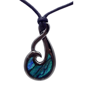Paua Black Metal Single Twist Cord Necklace