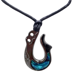 Cord Necklaces: Paua Black Metal Simple Hook Cord Necklace