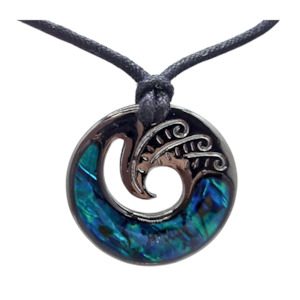 Paua Black Metal Wave Cord Necklace