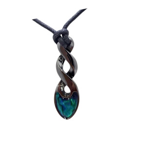 Cord Necklaces: Paua Black Metal Double Twist Cord Necklace