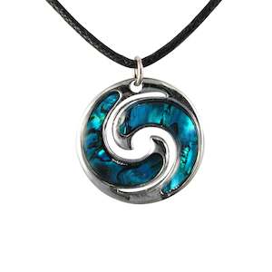 Paua Koru Twist Pendant Cord Necklace