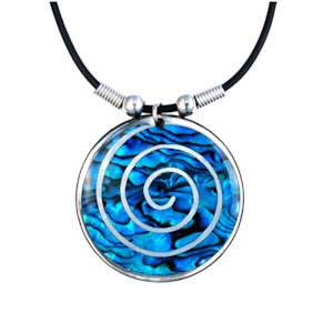 Paua Large Circle Swirl Cord Necklace