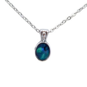 Paua Bezel Small Oval Necklace