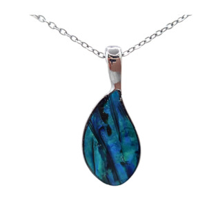 Tear Drop Necklaces: Paua Paddle Pendant Necklace