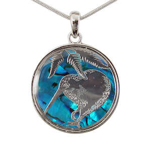 Nz Made Jewellery: Paua Kiwi Silver Fern Pendant Necklace