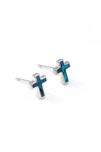 Earrings: Paua Plain Cross Stud Earrings