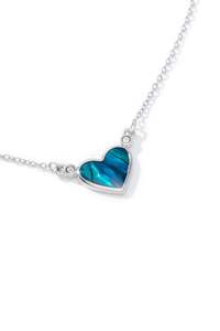 Necklaces: Paua Bezel Heart Diamante Pendant Necklace
