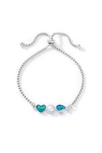 Bracelets: Paua Heart Pearl Kiwi Bar Chain Bracelet