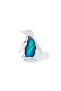 Brooches: Paua Hoiho Penguin Lapel Pin