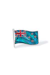 Brooches: Paua New Zealand Flag Lapel Pin