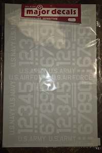 Cockpit Instruments Scale Accessories: Major Decals 2" Numbers - Sheet #403 "WHITE"