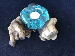 Hand Blown Glass: Hand Blown Glass Candle Holder ~ Single