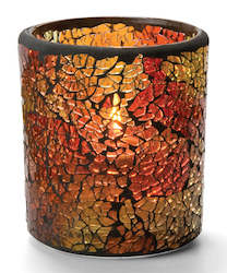 Candle Holders: Red & Gold Crackleâ¢ Glass Votive Lamp