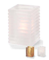 Candle Holders: Horizontal Rib Block Glass Lamp - 3 colours