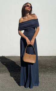 Dress Rental Midi Dress: Field of Dreams Dress (Navy)