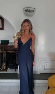 Dress Rental Ball Dress: Time to Shine Slip Dress (Navy)