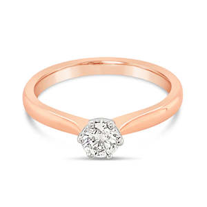 Ascolani: Rose Gold 0.34ct Diamond Solitaire Valentina Ring
