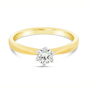 Ascolani: Solitaire Diamond Ring 0.28ct J/I1 9ct Yellow Gold