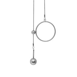 Dansk Smykkekunst: Tabitha Circle Dot Rhodium Ep Adjustable Necklace