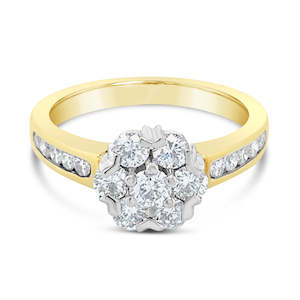 Mantovani: 18Ct Yellow Gold Diamond Cluster Ring 1.00Ct Tdw