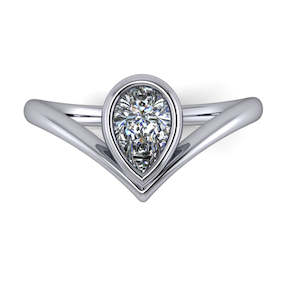 Mantovani: Emilia - Pear Cut Bezel Set Solitaire Ring