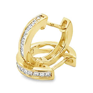 9ct Yellow Gold Diamond Huggie Earrings