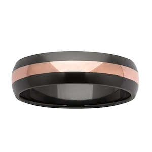 Wedding Rings For Him: 9Ct Rose Gold & Black Zirconium Wedder Band