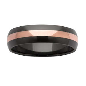 Wedding Rings For Him: Black Zirconium & 9ct Rose Gold Wedder