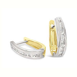 Diamond Huggies Earrings 9ct Yellow/White Gold 0.33ct