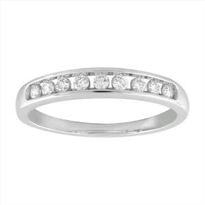 Anniversary Rings: 9ct White Gold 0.20Ct HI/I1 Channel Set Diamond Ring