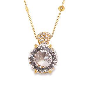 Fantasy Cut Quartz and Diamond Rose Gold Pendant