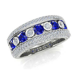 Ascolani: 18ct White Gold Diamond & Ceylon Sapphire Ring