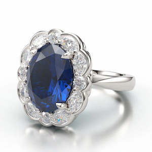 18ct White Gold Tanzanite Diamond Halo Ring