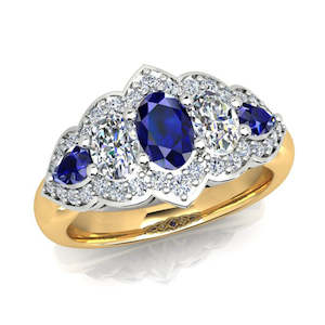 Ascolani: 18ct Yellow and White Gold Diamond and Sapphire Ring