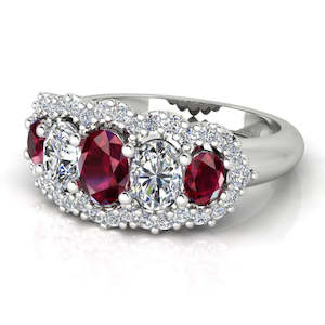 18ct White Gold Diamond & Ruby Dress Ring
