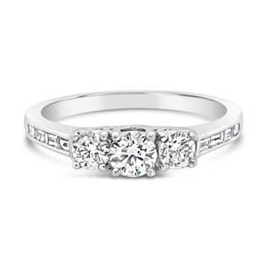18ct White Gold Diamond Trilogy Ring