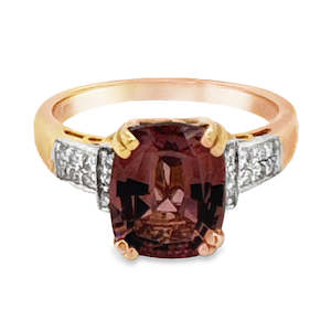Rings: 18ct Rose Gold Pink Tourmaline & Diamond Ring