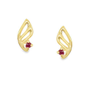 9ct Yellow Gold Ruby Earrings