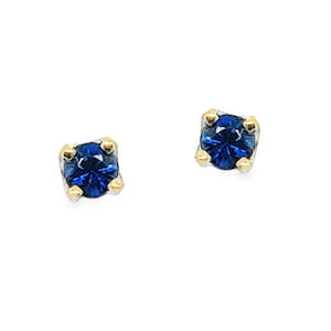 Earrings: 9ct Yellow Gold Four Claw Ceylon Sapphire Stud Earrings