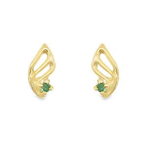 Earrings: 9ct Yellow Gold Emerald Earrings