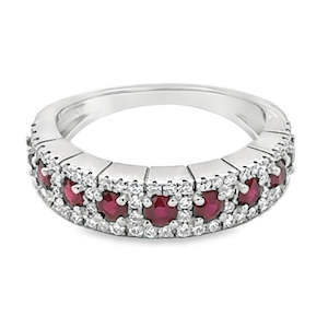 Anniversary Rings: 18ct White Gold Ruby & Diamond Ring 0.44ct Total Diamond Weight