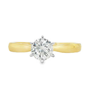 18ct Yellow/White Gold Solitaire Diamond Ring 0.70ct
