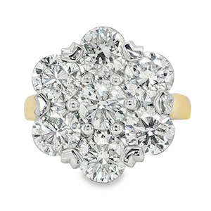 18ct Yellow/White Gold Diamond Cluster Ring 5.04ct