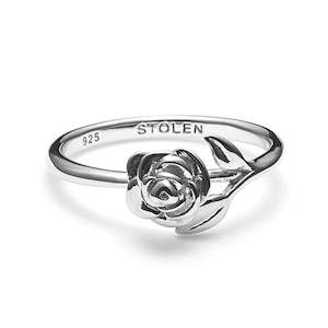 Stolen Girlfriends Club: Stem Rose Sterling Silver Ring - Size Q