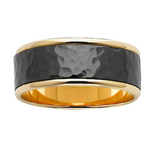 9ct Yellow Gold And Zirconium Mens Wedding Band