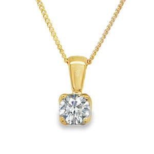 Pendants Necklaces: 9ct Yellow Gold Lab Grown Diamond Solitaire Pendant 0.43ct