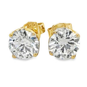 Earrings: 9ct Yellow Gold Lab Grown Round Brilliant Cut Diamond Stud Earrings 2.00ct