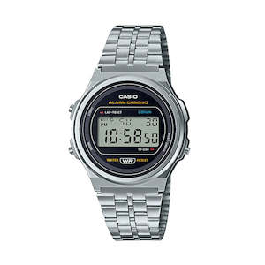 Casio: Casio Vintage Round Alarm,S/Watch, Silver/Blk,Metal Band
