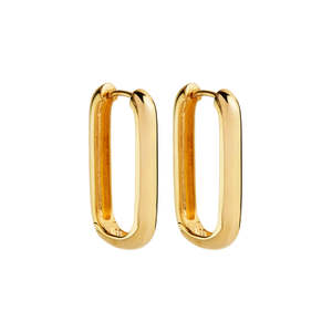 Yellow GoldPlated Silver Rectangular Tube Huggie Hoop Earring