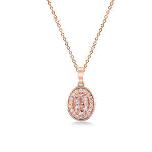 9ct Rose Gold Morganite And Diamond Pendant